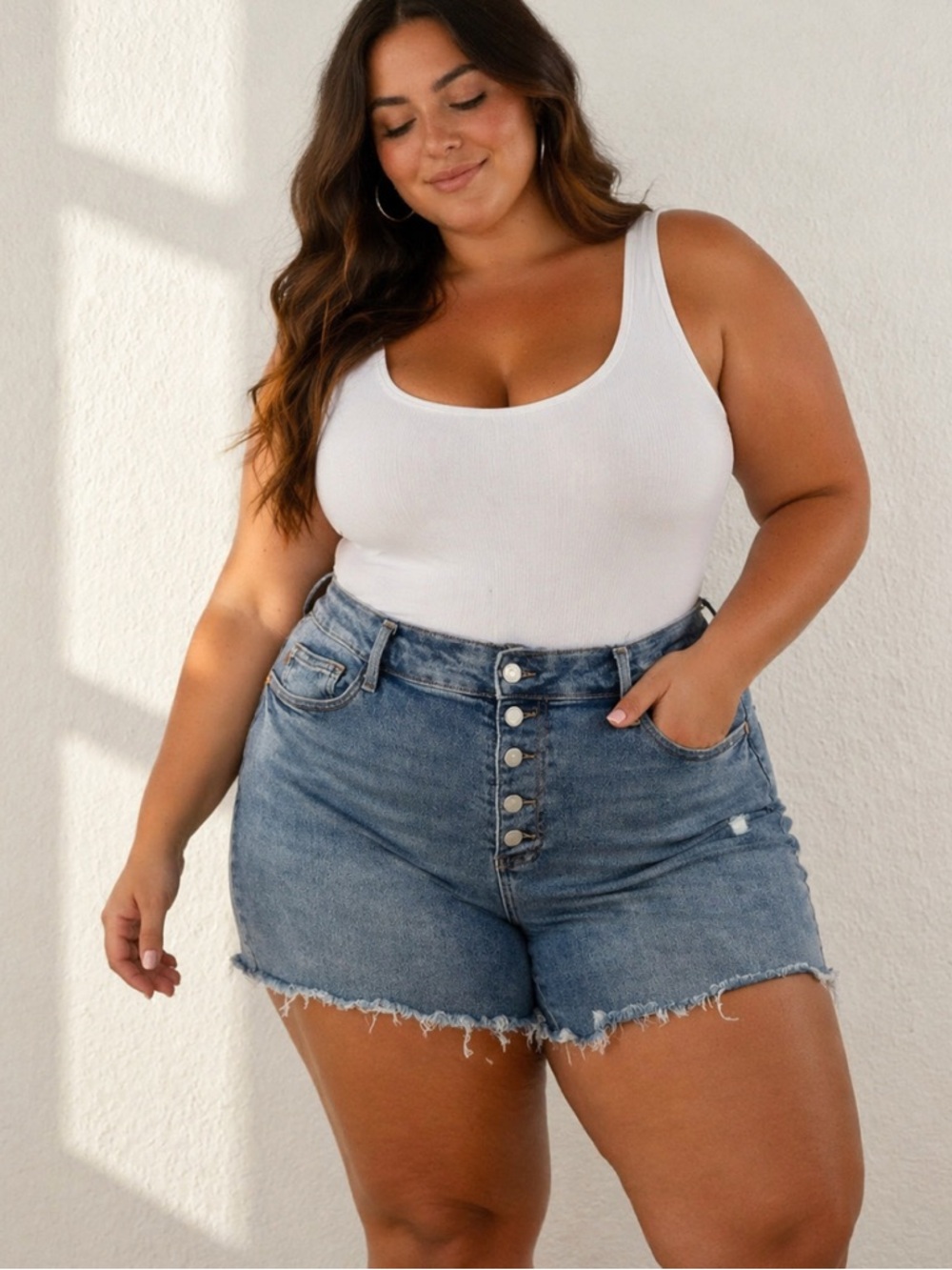 Judy Blue Button front tummy control‎ denim shorts size 3XL